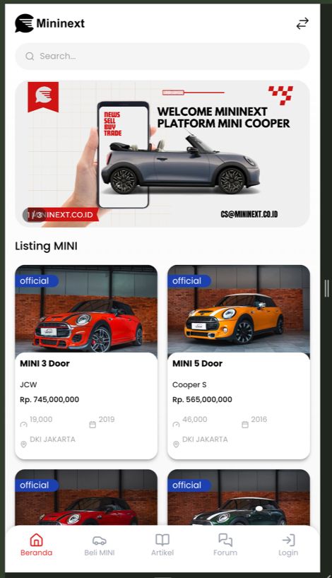 mininext platform online jual beli mobil bekas mini cooper