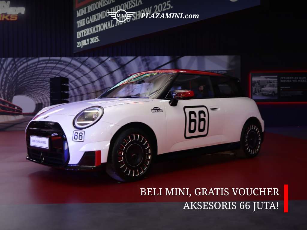 MINI Cooper edisi khusus bernomor 66 dipamerkan di event otomotif Indonesia dengan promo beli MINI gratis voucher aksesoris 66 juta.