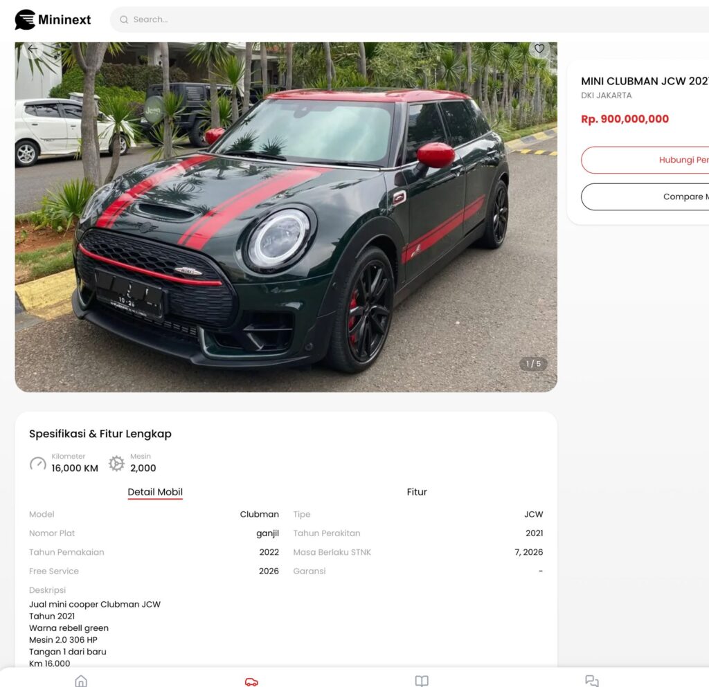 mininext mini cooper bekas indonesia